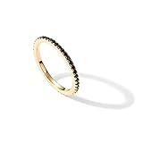 PAVOI 14K Yellow Gold Plated Sterling Silver Stackable Ring with Colored CZ Stones | Black CZ Eternity Bands for Women (Size 8)