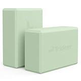 Trideer Yoga Block, Soft Non-Slip Surface Premium Foam Blocks, Supportive, Lightweight, Odorless, Yoga Accessories for Pilates Meditation General Fitness Stretching Toning (Mint Green-2 Pack)