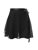 Daydance Black Girls Ballet Skirts Sheer Chiffon Dance Over Scarf for Leotards