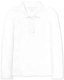 The Children's Place Girl's Long Sleeve Ruffle Pique Polo, White, Medium