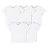 Gerber Baby Toddler 5-Pack Solid Short Sleeve T-Shirts Jersey 160 GSM, White, 18 Months