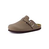 CUSHIONAIRE Kid's Hana Cork Footbed Clog with +Comfort, Brown Nubuck 13