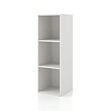 HOMES: INSIDE + OUT Apexa 3 Cube Storage Organizer Shelves, Stackable Wood Bookcase Fits Cubby Bins for Organization, Dorm Teen Room Decor & Home Office, White
