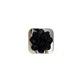 19mm Extra Large Rose Flower Brooches Lapel Pins Dainty Satin Fabric Brooches Big Camellia Flower Brooch Pin for Women Wedding Part Dance Clothes Accessories Jewelry (Black)