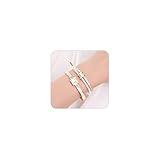 Hothink H Bracelets for Women,H Bangle and H Wire Rope Bracelet Set,Dainty Gold Bracelets Set for Christmas Mothers Day Gifts for Women (Gold-White)