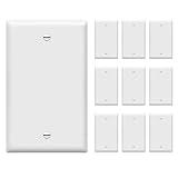 ENERLITES Blank Wall Plate Cover, Gloss Finish, Standard Size 1-Gang 4.50" x 2.76", Polycarbonate Thermoplastic, Electrical Covers for Unused Outlets/Switches, 8801-W-10PCS, White 10 Pack