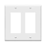 ENERLITES Decorator Light Switch or Receptacle Outlet Wall Plate, Gloss Finish, Size 2-Gang 4.50" x 4.57", Unbreakable Polycarbonate Thermoplastic, UL Listed, 8832-W, White