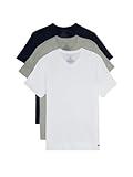 Tommy Hilfiger Men's Undershirts 3 Pack Cotton Classics V-Neck T-Shirt, White/Grey Heather/Navy, Small