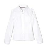 French Toast Girls Long Sleeve Oxford Blouse, White, 12,Big Girls'