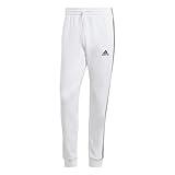 adidas Men's Tall Size Essentials 3-Stripes Fleece Tapered Cuff Pants, White/Black