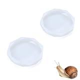 pranovo 2 Pack Snail Water Dish for Land Snails Pet Snail Water Bowl Silicone Snail Calcium Bowl Snail Feeder Dish, white
