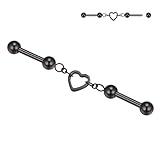 GAGABODY Industrial Piercing Jewelry 14G Industrial Barbell Earrings Stainless Steel Long Bar Industrial Earrings Black Cartilage Jewelry 1 1/2 Inch 38mm Helix Conch Body Piercing Jewelry
