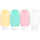TSA Approved Travel Bottles Set for Toiletries Travel Size Containers Kit 4 Pack Portable Leak Proof Refillable Squeeze Cosmetic Airplane Essential Shampoo Hair Conditioner Body Lotion Bath Shower Gel