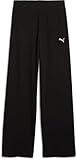 PUMA - Womens Essential Elevated High-Waist Straight Leg Ribbed Pants, Color Black, Size: X-Large