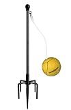 Garbuildman Tetherball Set with Ball & Rope for Outdoor Backyard, Adjustable Tether Ball Pole with Reinforced 5-Prong Base for Playground, Outside Ball Games Sports for Kids & Adults, 7.5 FT, Black