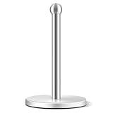 Paper Towel Holder, Kitchen Paper Towels Holder Stand, Stainless Steel Paper Towel Holder -Weighted Base, Non-Slip Protect The countertop - Silver