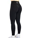 Seamless Scrunch Legging Women Yoga Pants 7/8 Tummy Control Workout Running for Workout Fitness Sport Active Ankle Legging-25'' (M, Black)