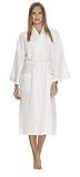 Waffle Robe for Women by BOCA TERRY, Waffle Knit Robe, Long Cotton Kimono Hotel Bathrobe, White 4X (XXXXL)