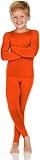 Thermajohn Thermal Underwear for Kids, Boys Thermal Underwear Set | Kids Base Layers for Skiing | Long Johns for Boys Kids, Safety Orange (L)