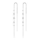 Threader Earrings for Women 925 Sterling Silver Plated Cubic Zirconia Long Dangle Drop Earrings for Prom Jewelry