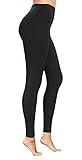 COMFY FOREVER Women's Black Leggings, High Waisted, Tummy Control, Gym & Workout, Full Length, Polyester Blend, Small - Medium