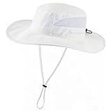 Connectyle Women's UPF 50+ Safari Sun Hat Ladies Sun Hat Wide Brim Bucket Hats Breathable UV Protection Fishing Hats White