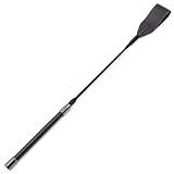 18" Real Riding Crop Whip Genuine Leather Top for Equestrian Sports,Black