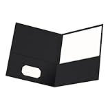 Oxford Twin-Pocket Folders, Textured Paper, Letter Size, Black, Holds 100 Sheets, Box of 25 (57506EE), 8-1/2 x 11