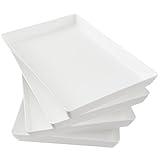 US Acrylic White Plastic Serving Trays (Set of 4) 15” x 10” | Large Unbreakable Reusable Rectangular Party Platters | Serve Appetizers, Fruit, Veggies, & Desserts | BPA-Free & Made in USA