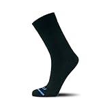FITS Business Crew Sock, Mens Dress Sock, Made with Fine Merino Wool, Breathable, Odor Resistant, Whole Foot Comfort, Made in USA, Black, Medium