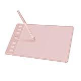 HUION Inspiroy 2 Small Drawing Tablet, Digital Art Tablet with Scroll Wheel, 6 Hot Keys, Battery-Free Stylus, Pink Graphics Tablet for Drawing, Design, Writing, Work with PC, Mac & Android