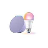 Echo Pop with WiZ 60W A19 LED Smart Color Bulb - Connects to Your Wi-Fi - E26 Base - Control with Voice or App - Matter Compatible