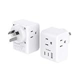 2 Pack Australia New Zealand Power Plug Adapter, Australia Travel Adapter with 3 American Outlets 3 USB Charging Ports (2 USB C), Type I Plug Adapter for US to Australia, Argentina, China