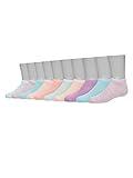 Hanes Girls' Big ComfortSoft Socks, Ankle & No Show Soft Stretch, 10-Pack, No Show-Pink/Lavender/Teal-10 Pack, Large