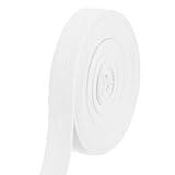 HARFINGTON Cotton Webbing 1 Inch 11 Yard Polyester Cotton Weave Webbing Strap Twill Tape Ribbon for Arts and Crafts Webbing Tote Bag Handles Cloth Belt Making Outdoor Supplies, White