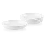 Corelle Vitrelle 4-PC Large 30-Oz Glass Meal Bowls Set, Service for 4, Compact Stack Bowls Set For Salad and Pasta, Microwave & Dishwasher Safe, White