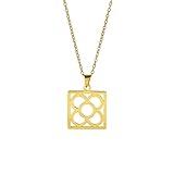 New for Arrival Barcelona Flower Symbol Square Pendant Necklace Stainless Steel Silver Color Chain Necklace Women Trendy Jewelry Gift Fashion Accessories Creative Gift