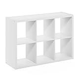 Furinno Cubicle Open Back Decorative Cube Storage Organizer, 6-Cube, White