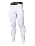 ARSUXEO Men's Compression Tights Running Pants Baselayer Legging K3 White Size Medium