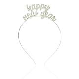 SUWOW Happy New Year Headband New Years Tiara Rhinestone Nye Headband New Year Headband New Years Hat New Years Crown New Years Eve Accessories for Kids Adults New Year Eve Party Supplies Favors