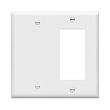 ENERLITES Combination Decorator Rocker/Blank Outlet Wall Plate, Standard Size, 2-Gang 4.50 inch x 4.57 inch Light Switch Cover, Polycarbonate Thermoplastic, UL Listed, 880131-W, White