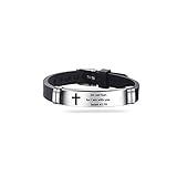 DWJSu Inspirational Quote Cross Bracelets Faith Christian Bible Verse Silicone ID Wristband Religious Gifts for Men Women Stainless Steel Rubber Adjustable
