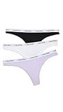 Calvin Klein Carousel 3-Pack Thong Black/White/Pastel Lilac LG (Women's 12-14)