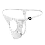 Kweltzeit Men's exposed Thong Bulge Enhancing G String Underwear With Scrotal Space White