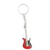 Punk Music Guitar Keychain Cute Bass Key Chain Ring for Music Lovers Key Holder-red