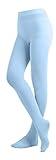 EMEM Apparel Women's Ladies Solid Colored Opaque Dance Ballet Costume Microfiber Footed Tights Stockings Fashion Light Blue B