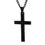 Cross Necklace for Men, Silver Black Gold Stainless Steel Plain Cross Pendant Necklace for Men Fashion Jewelry Birthday Gifts Father's Day Valentines Day Gifts for Him Husband Boyfriends Dad Black