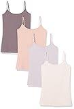 Amazon Essentials Women's Slim-Fit Camisole, Pack of 4, Camel/Chocolate/Light Beige/Lilac, X-Large