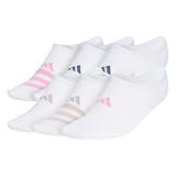 adidas Women's Superlite 3.0 Super No Show Athletic Socks (6-Pair) Ultra Low-Profile with targeted Cushion and Arch Compression, White/Preloved Ink Blue/Bliss Pink, Medium