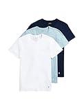 POLO Ralph Lauren Men's Classic Fit Cotton Crew Undershirt 3-Pack, White/Surf Blue, Surf Blue/White, Cruise Navy/White-3 Pack, X-Large